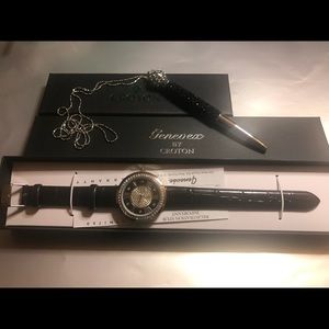 Croton Quartz Crystal Accented Watch w/ Pen